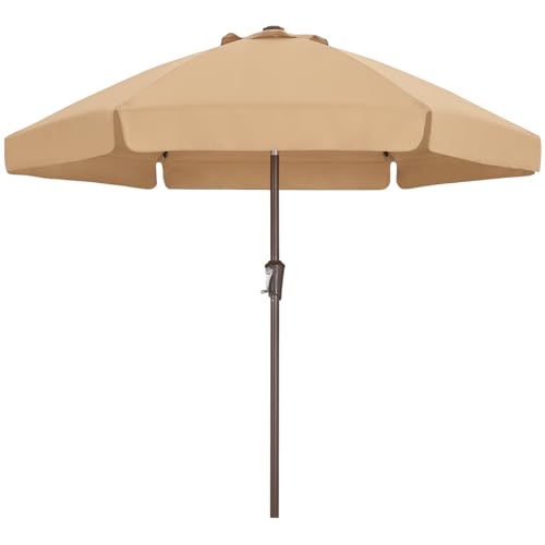 Image of ABCCANOPY 7.5ft Scalloped Patio Umbrella, Outdoor Table Umbrella with Tilt and Crank, Fiberglass Ribs Deck Umbrella for Patio, Pool, Garden, Picnic (Tan)
