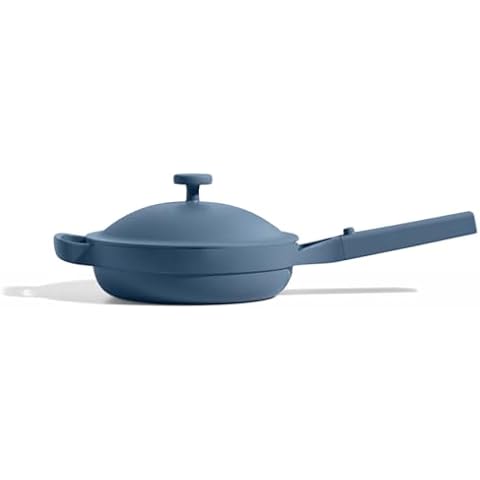 Our Place Mini Always Pan | 8.5" Ceramic Pan with Modular Lid & Beechwood Spatula | Patented 10-in-1 Nonstick, Non-Toxic Cookware Made Without PFAS | Induction & Oven-Safe up to 450°F | Blue Salt Cover