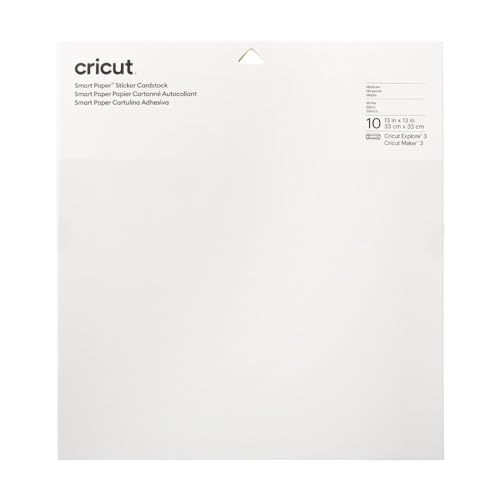 Cricut Smart Paper Sticker Cardstock - 10 Sheets - 13in x 13in - Adhesive Paper for Stickers - Compatible with Cricut Explore 3/Maker 3 - White