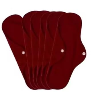 Reusable Cotton Menstrual Cloth Pads with Wings, Heavy Flow Leakproof Overnight Protection, Maroon, Pack of 6-image-43