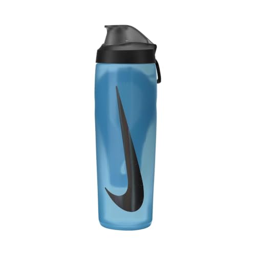 Nike Refuel Bottle Locking Lid 24oz 709 ml Trinkflasche Sportflasche Training Fitness auslaufsicher Baltic Blue/Black/Black Iridescent