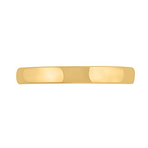 14K Yellow Gold 3mm Plain Wedding Band (Ring Size 9.5)3