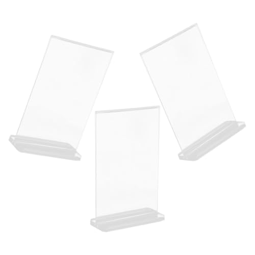Healifty Lot de 3 Présentoirs en Plastique Transparent Double Face Format A6 en T, Support de Menu et Publicité Porte-code Qr Intégré, pour Restaurant, Bar et Bureau, Usage Polyvalent