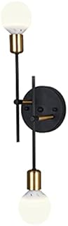 Kaj Hejmo Bathroom Wall Sconce- 2 Lights Vanity Modern Industrial Wall Lamp- Pole Wall Mount Lighting Fixture for Hallway Kitchen Living Room Bedroom Adjustable Angle E27 Base (Black)