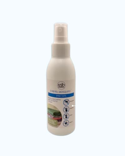 Spray Repelente de Mosquitos para Textiles, 100 ml, Protección contra Insectos: Mosquitos, Piojos, Ácaros, Pulgas, Garrapatas, Chinches. Uso Familiar.