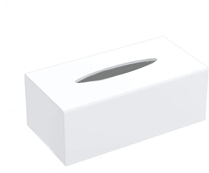 LAMSIT IBDAA - Acrylic Tissue Box | Holder Case Storage Case | Mirror Box | Napkin Holder Organizer (Rectangle (25x13x9 cm), White)