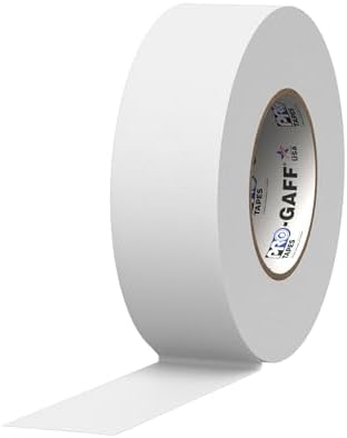 ProTapes Pro Gaff Premium Matte Cloth Gaffer's Tape With Rubber Adhesive, 11 mils Thick, 55 yds Length, 2" Width, White (Pack of 1)