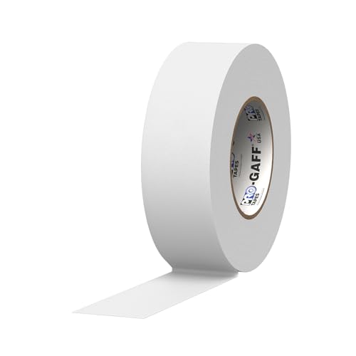 ProTapes Pro Gaff Premium Matte Cloth Gaffer's Tape With Rubber Adhesive, 11 mils Thick, 55 yds Length, 2" Width, White (Pack of 1) by Pro - Used condition - US$20.60