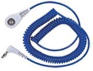 Desco Jewel Low Profile, Wrist Strap Single Conductor Coiled ESD Grounding Cord - 10 ft Length - 4 mm Snap - 09151 [PRICE is per EACH]