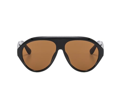Image of IKANOO Retro 70s Aviator Sunglasses for Women Men Oversized Classic Vintage Square Aviator Trendy Shades (Black /Brown)