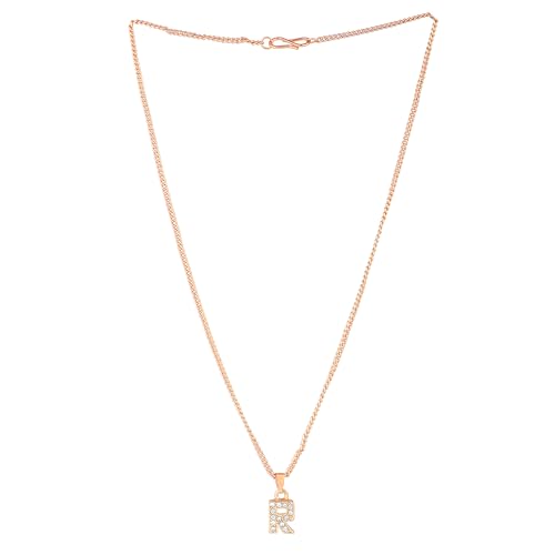 Rose Plated Letter Pendant with Crystals