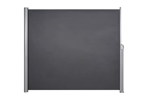 Home&Trends Alu-Seitenmarkise [180 x 300 cm ausziehbar] | Sichtschutz & Sonnenschutz für Balkon/Terrasse | 280g/m² Polyester mit PU-Beschichtung | Schnellmontage, Wetterfest (Anthrazit)