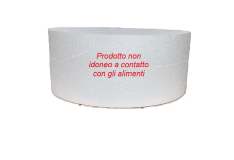 Base in polistirolo per Torte in alta densità, diametro cm 50 x 20 cm di altezza, superficie liscia, ideale per Feste di Compleanno e Cake design