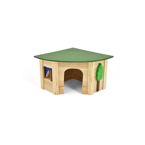 Casita de Madera para Conejos o Pequeños Mamíferos, Caseta Village madriguera (30x30x19 cm (Corner))