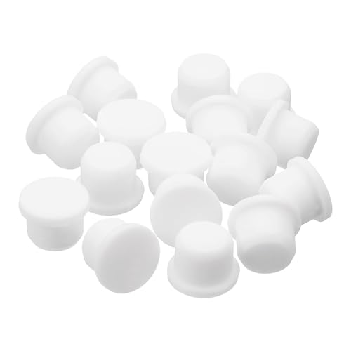 Image of uxcell 32 Pieces White Rubber Stopper, 13.5mm Plug Holes for 13-13.3mm /0.51-0.52 inch Hole