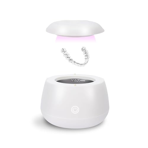 AccLoo Ultrasonic Retainer Cleaner 48kHz Denture Cleaner Machine Water-Proof Dental Cleaning Pod for Deep Cleaning Night Guard Mouth Guard Aligner Jewelry White