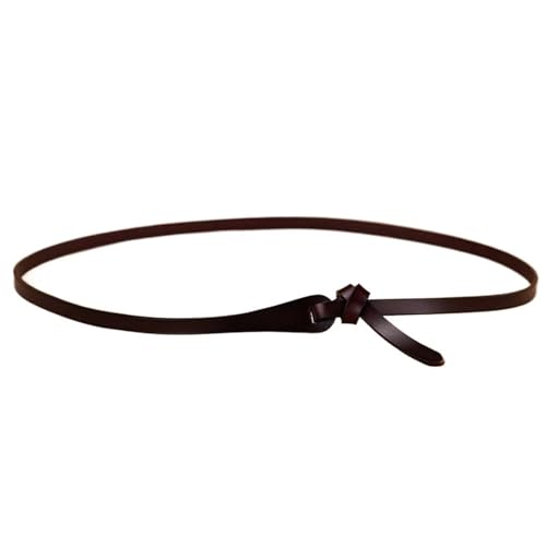Cinturón de nudo fino, cinturón de piel auténtica for mujer, cinturones de piel for mujer, accesorios de vestir(Brown)