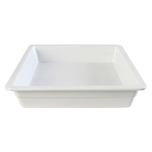 TrueCraftware- 2/3 Size 2-1/2” Deep Anti-Jam Food Pan Melamine White Color- Gastronorm Pan Steam Table Pan Platters Serving Trays Commercial Food Pan for Food Appetizers Fruit Veggies Desserts