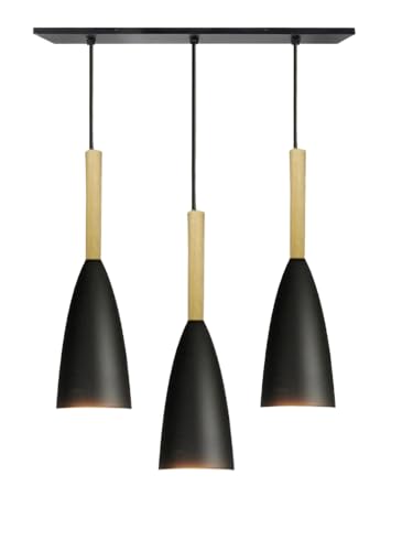 Image of GreyWings 3 Light Linear Hanging Glass Shape Shade Light, Black,(Bulb not Included.) 3 Light Linear Set