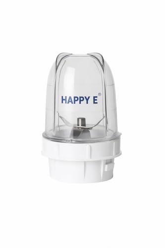 Image of HAPPY E Transparent Bullet Jar 300 ml | BPA-Free Polycarbonate | 304 Stainless Steel Blades | Fits 2-Lock Mixer Grinders