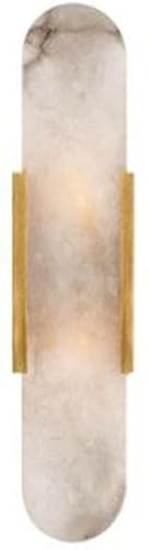 SMCCYYSD Gold Modern Alabaster Wall Lamp Natural Marble Lighting Sconce Indoor Vanity Lantern for Bedroom Bedside Living Room Study Corridor Entryway Restaurant(Gold,19.7in)