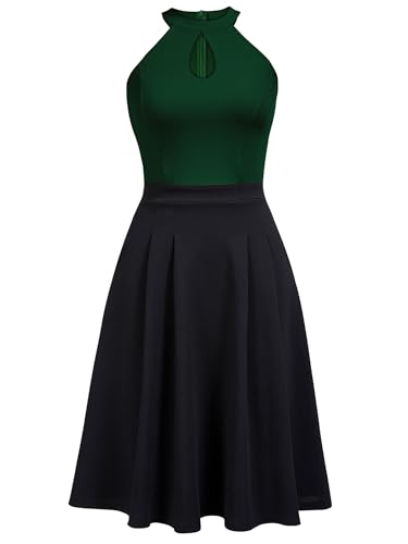 FORTRIC Women Patchwork Sleveless Wedding Party Cocktail Evening Swing Dress4