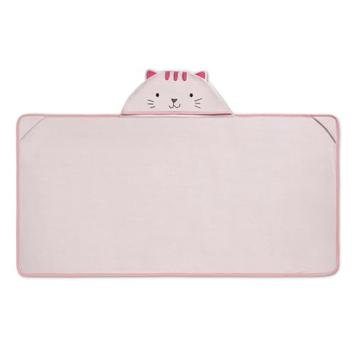 Image of Delta Children Kids Hooded Bath Towel with Pockets - Super Soft and Absorbent- Great Gift for Boys and Girls, Pink Cat