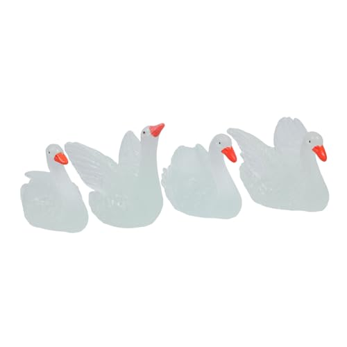 VILLCASE 8 Piezas Figuras de Cisne Miniatura Luminosas Adornos para y Peceras Decoración Realista para Jardín Escritorio y Bonsái Accesorios Decorativos para Ambiente Sereno