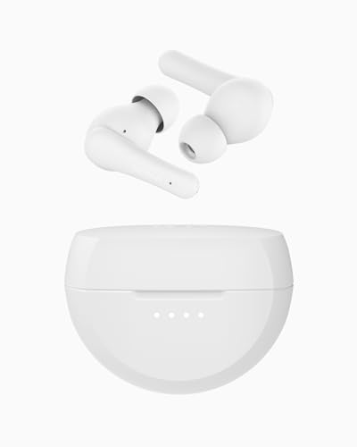 Image of Belkin Soundform Rhythm True Wireless Earbuds with Built-in Mic, 2-Device Connection, 28H Battery Life, IPX5 Water Resistance - Bluetooth Earphones for iPhone, Ipad, Galaxy, Pixel, & More - White
