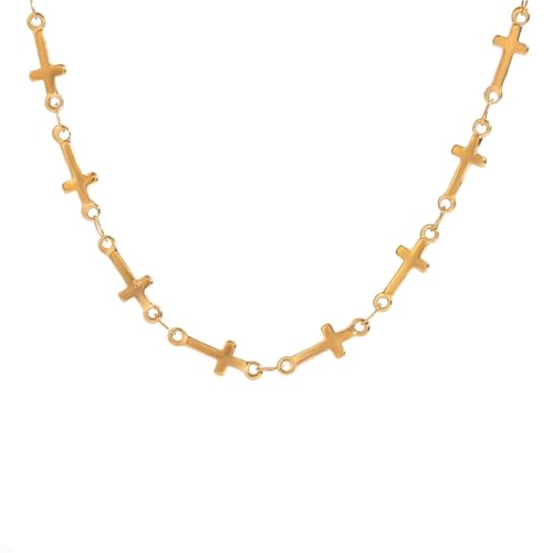 Collier croix acier lisse femme au quotidien | Bijou tendance