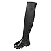 Hbeylia Platform Tight High Boots For Women Ladies Fashion Stretch Knitted Leather Round Toe Chunky Bottom Slip On Flats Over The Knee Boots Casual Non Slip Winter Fall Long Tall Boots For Wedding