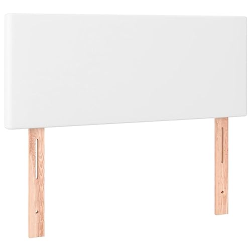 vidaXL Cabecero Cama Tapizado Acolchado Antimancha Protector Cubierto Elástico Prueba Polvo Funda Dormitorio de Cuero Sintético Blanco 90x5x78 88 cm