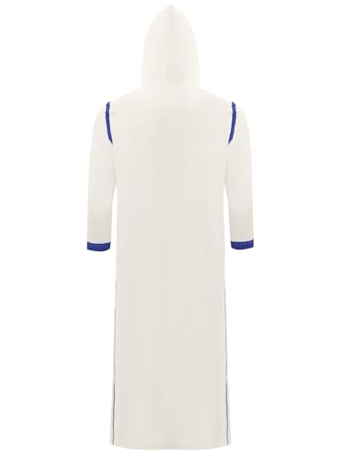 TiaoBug Mens Islamic Muslim Long Sleeve Printed Layer Hoodie Robe Loose Fit Thobe for Daily Party Use2
