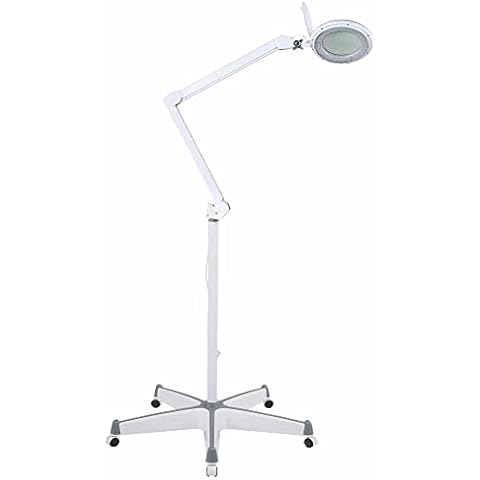 Showlite LL-6095D-Pro LED Lupenleuchte Set 9W 3/5 Dioptrien (dimmbar, 127 mm Linsen, 60 SMD LEDs, Rollenstativ, Tischklemme) weiß Cover