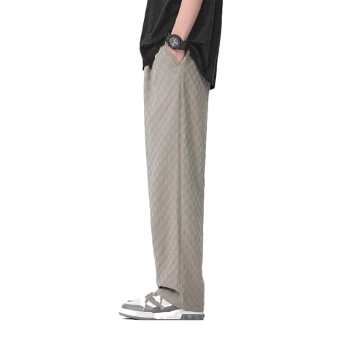 Men's Pants Summer Thin Breathable Wide-Leg Straight Chiffon Lightweight Casual Trouser