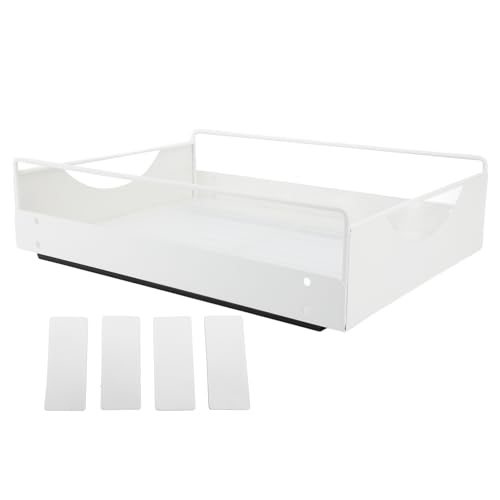 Étagères de Garde-manger Coulissantes, Organiseur D'armoire Coulissant en Acier au Carbone, étagères de Garde-manger Coulissantes Silencieuses et Lisses pour Armoire de Salle de Bain(Blanc L)