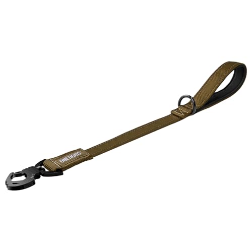 OneTigris Bolt Guinzaglio corto per cani 52 cm, con clip in metallo e morbida imbottitura riflettente, in nylon, adatto per cani di taglia media e grande, marrone