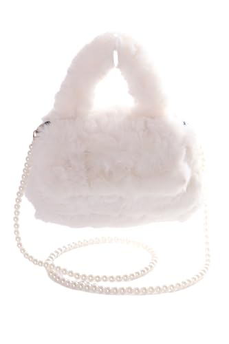 Mini sac en fausse fourrure blanche Kawaii-Story LB-6156-2 chic avec sa sangle en perles élégantes