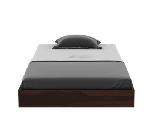 Image of CRAFT D ARTS Sheesham Wood Low Height Single Size Bed Without Storage | Wooden Single Bed | Space Saving Low Floor /Lying /Rise /Level /Profile Cot Bed for Bedroom | Bryan, Walnut Finish