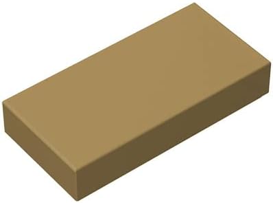 Building Tile Plate 1x2 100 PCS, Compatible with Major Brand Parts and Pieces 3069, Colour:Dark Tan