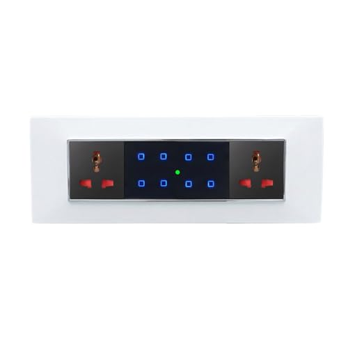 Image of Smarteefi Touch 8 Port Modular WiFi Smart Switch Board, 6 Smart Switch, 2 Smart Plug, Compatible with Alexa & Google Home, Black & White (Size: 8M-Horizontal (262mmx90mmx40mm))
