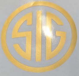 Image of SIG Decal - (Gold Color, 4 X 4) - Vinyl Car Bumper Sticker, Gun, Truck, Window, Motorcycle, Helmet, Bumper, Laptop
