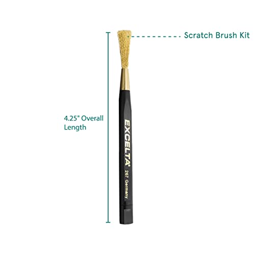 Image of Excelta 262 Precision Scratch Brush Kit with Brass, Steel, Nylon, Fiberglass Refills, Anti Static Plastic Handle, Refillable Cleaning Tool for Electronics, Detailing, Surface Prep, Corrosion Removal