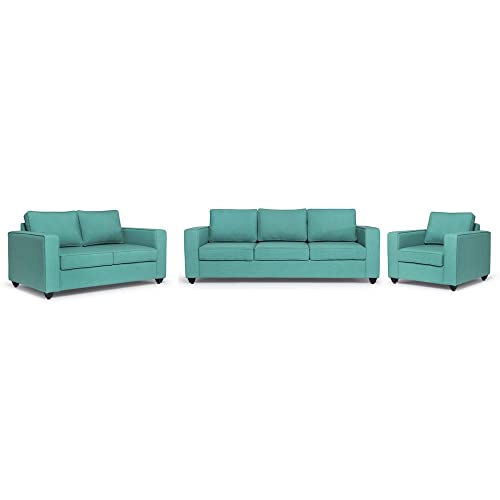 Image of Wakefit Sofa Set | 3 Year Warranty | Sofa 6 Seater, 6 Seater Sofa for Living Room, Wooden Sofa Set, Sofa Set 3+2+1 Seater - Napper(Linen Charm : Linen Charm Lagoon)
