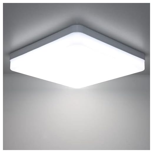 Kimjo LED Lámpara de Techo 36W Blanco Frío 6500K, Plafon LED Techo Modern IP44 Impermeable para Baño, Luz de Techo Cuadrado Delgada para Cocina Dormitorio Sala de Estar Balcón Pasillo Comedor Oficina