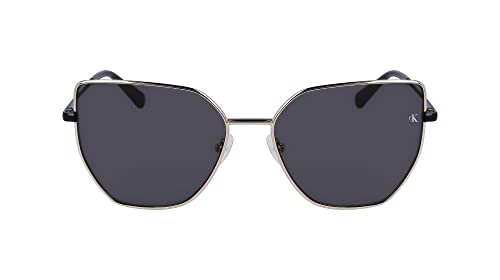 Calvin Klein Jeans Women's Sunglasses CKJ23202S - Gold/Black with Solid Grey Lens