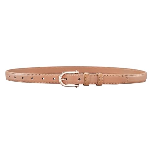 Belts for women, Waist Belt Women's Waist Belts Alloy Pin Buckle Adjustable Belts Pure Cowhide Dress Belt Simple and Versatile(Milktea,100cm)