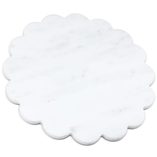 Tabla de cortar de mármol redonda 12 pulgadas blanca miniatura 1