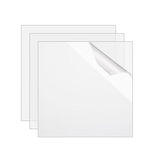 FAAING 3-delige acrylplaat 30 x 30 cm vierkant, 3 mm acrylglasplaten acryl glashelder, transparante kunststof plaat voor fotolijst, schilderen, projecttentoonstelling, tafelstandaard