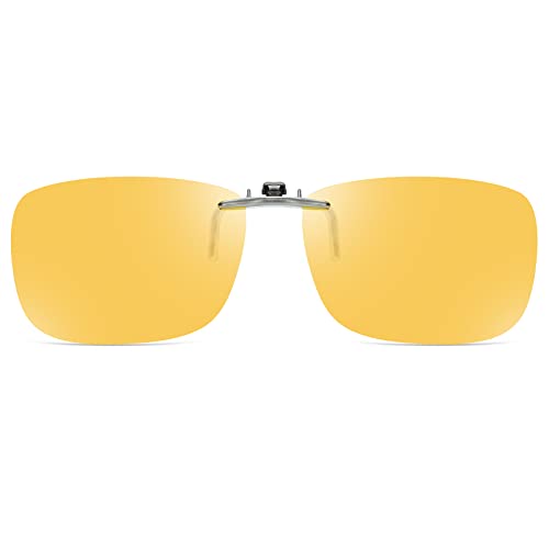 Night Driving Clip On Glasses Anti-Glare Blue Light Polarized for Prescription eyeglasses Yellow Lens